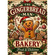 Christmas Diamond Art Kit for Adults, Gingerbread Man Diamond Painting Kit 12x16