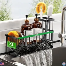 Extra Large Kitchen Sink Caddy Organizer, Rustproof Stainless, Soap Dispenser