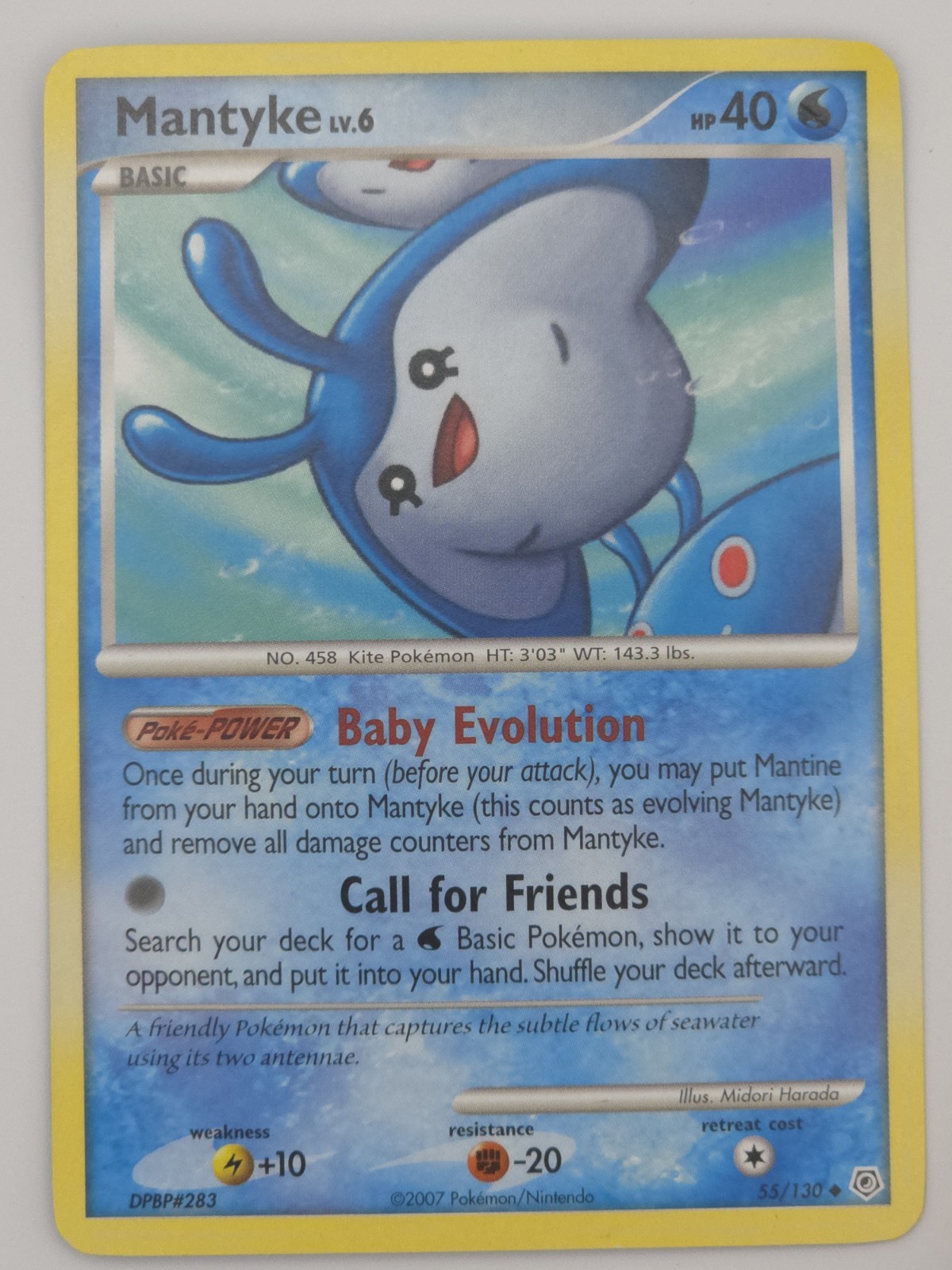 Pokémon TCG Mantyke 55/130 – Diamond & Pearl 2007 – NM Condition