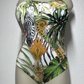 Lise Charmel Size 10E Floral Zebra One Piece Wired Tropical Swimsuit France