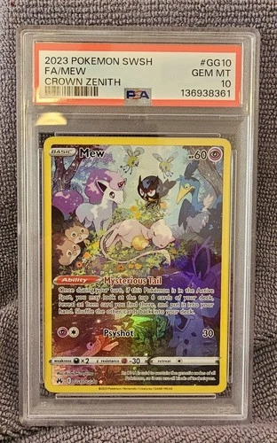 Mew GG10 Full Art Crown Zenith: Galarian Gallery PSA 10! Free Slab Stand!
