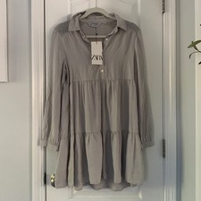Zara Grey Womens Ruffle Dress