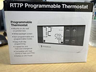 New Friedrich RT7P Digital Programmable Wall Thermostat 2 speed fan heat cool
