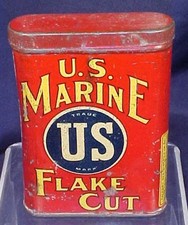 Vintage U. S. Marine Flake Cut Tobacco Vertical Pocket Tin