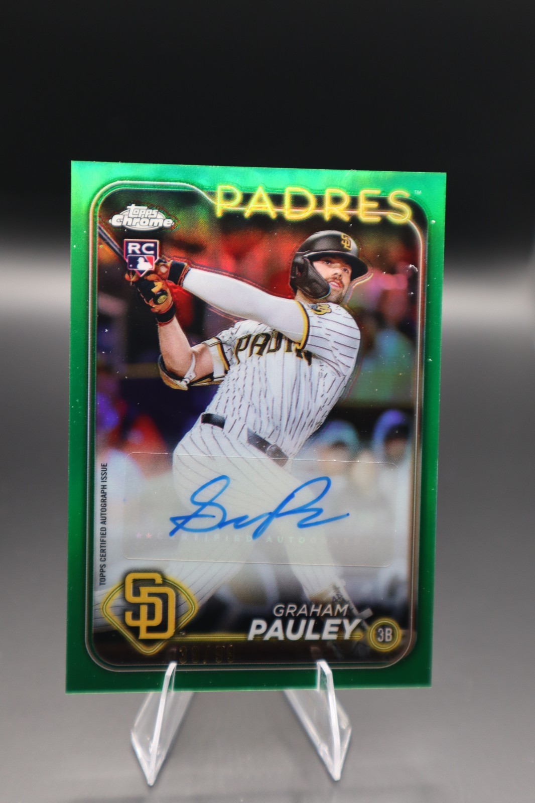 2024 Topps Chrome Update Graham Pauley Green RC Auto /99 San Diego Padres