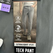 Weatherproof Mens Tech Pants Gray Water Resistant Stretch Performance 30x30 NWT