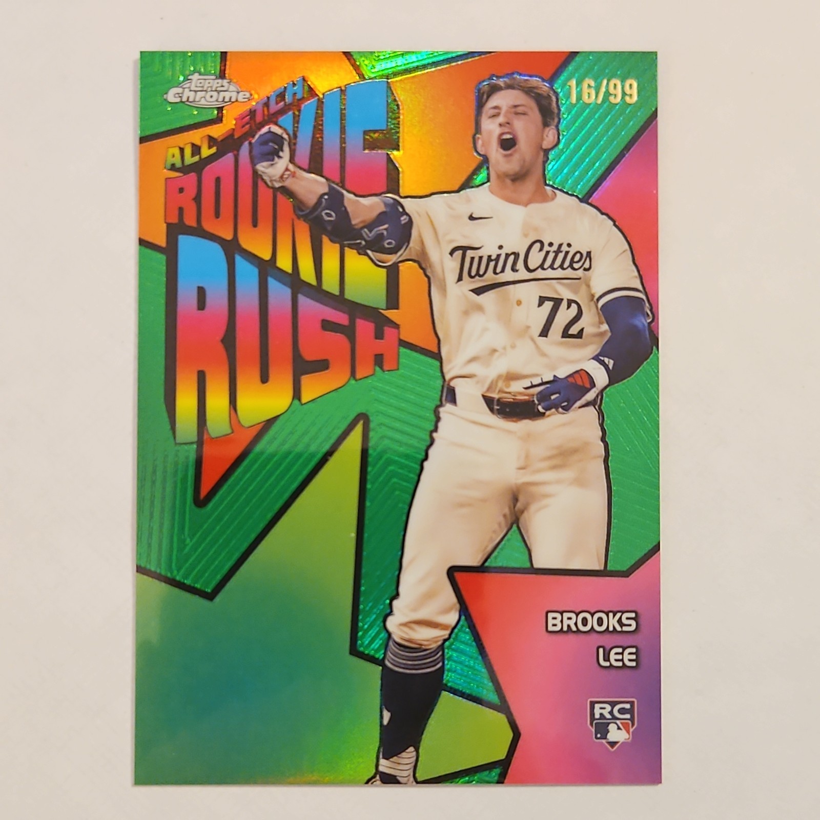 2025 Topps Chrome All Etch Rookie Rush Brooks Lee Green Refractor 16/99 Twins