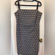 Vintage 90s The Limited Stretch Black & White Geometric Slip Dress Size 14
