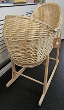 Clair De Lune Noah Pod Wicker Moses Basket with Rocking Stand & New Mattress