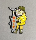VINTAGE 12” BAIT FISH FISHERMAN PORCELAIN SIGN CAR GAS TRUCK OIL MOTORCYCLE