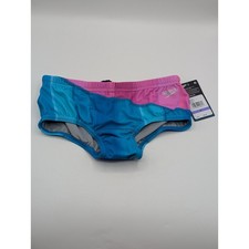 Speedo Boys Youth Size 26 Endurance Brief Swim Suit Blue/Pink Colorblock NWT