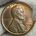 1945 Lincoln Wheat Cent Penny Clipped Planchet Mint Error (L724)