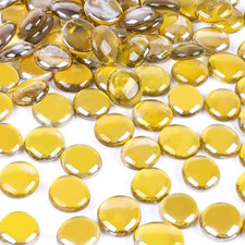 2 LB Yellow Flat Glass Marbles, Glass Beads for Vases  Aquarium Pebbles, Fish T