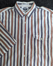 VTG 80s Dockers Shirt Mens Sz Large Striped Button Down Summer Style Made In USA