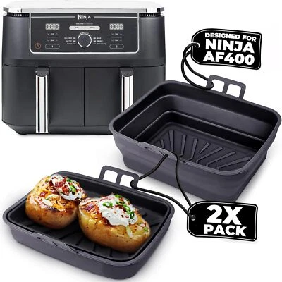 TYDI 2PCS Air Fryer PREMIUM Baking Pan Dual Basket Liner Handle Baking Oven AF400