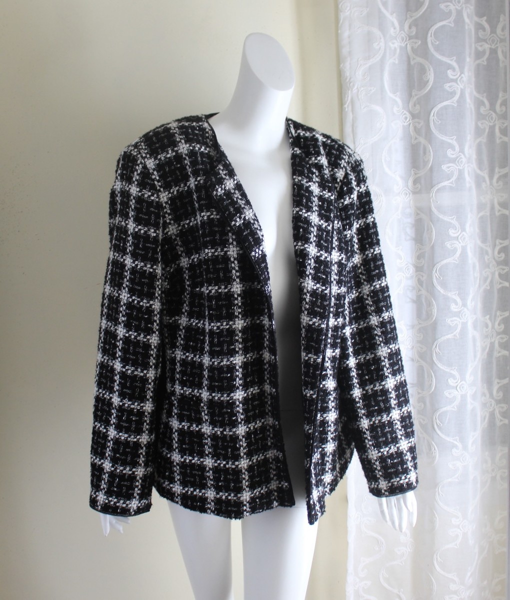★2025SS新作★INEGI★Ring Tweed Jacket Jones New York -Sz 20W 1X/2X Fantasy Black & White Tweed