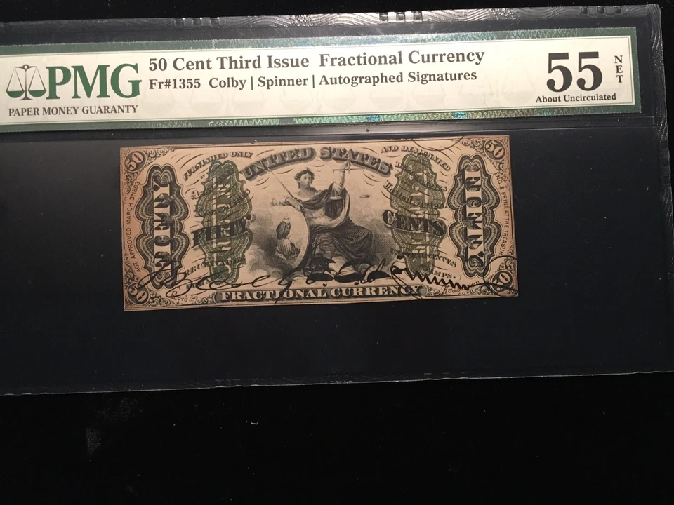 Fractional Currency Fr1355 Autographed Siqnitures PMG AU 55 Net - Image 4 of 4