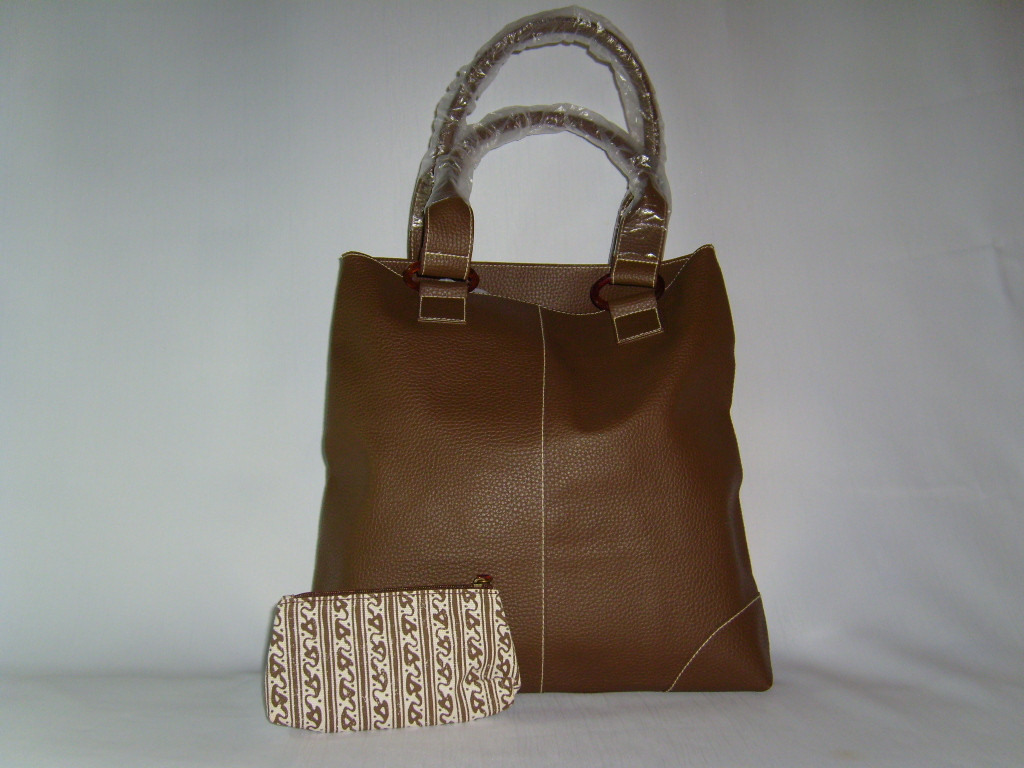 Estee Lauder Faux Leather Brown Tote Bag