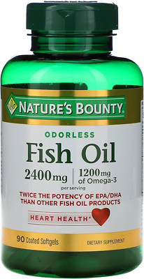 Nature's Bounty Fish Oil 2400mg EPA/DHA Supports Heart Health 90 Coated Softgels