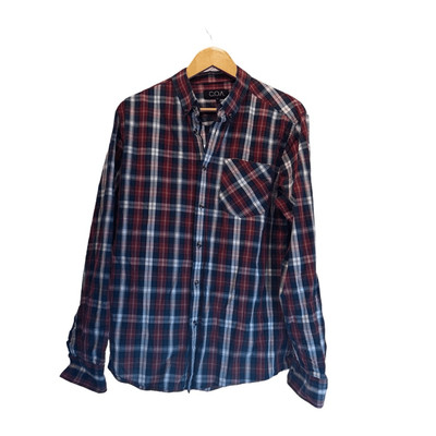 NWOT. C. O. A Men s Red, White, Blue Plaid Button Up. Size Large.