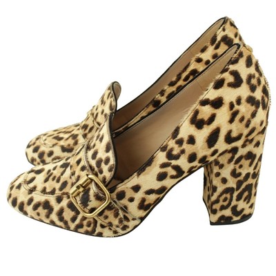 Sam Edelman Stilson Calf Hair Leopard Block Heel Loafers Pumps