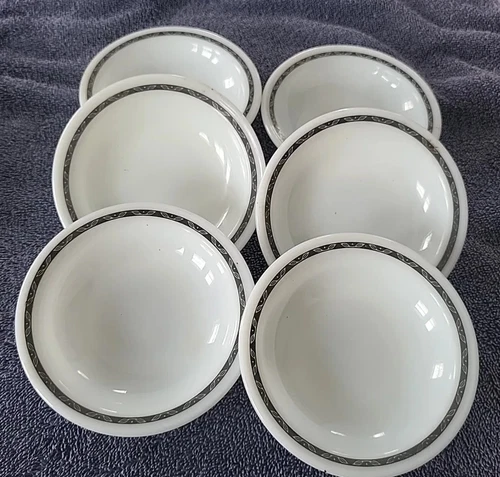 Lot 6 Pyrex double tough vintage Small bowls Design Grecian Gray Milkglass