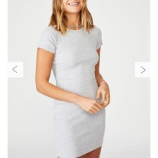 SUPRE Grey Ribbed Bodycon Mini Dress - Size S