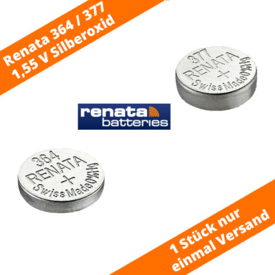 Renata 364 SR60 SR621SW o. Renata 377 SR66 SR626SW 1,55V Knopfzelle Batterie Uhr