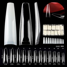 500pcs XXL Long Coffin False Nails Taper Ballerina Half Cover Fake Nail Art Tips