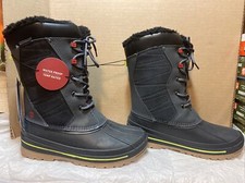 Swiss Tech Thinsulate Waterproof Winter Boots Leather Black Kids Size 5 NWT