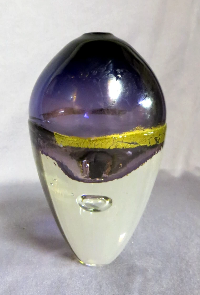Large hand blown purple art glass sommerso perfume bottle by Aussie Michael Hook - Image 2