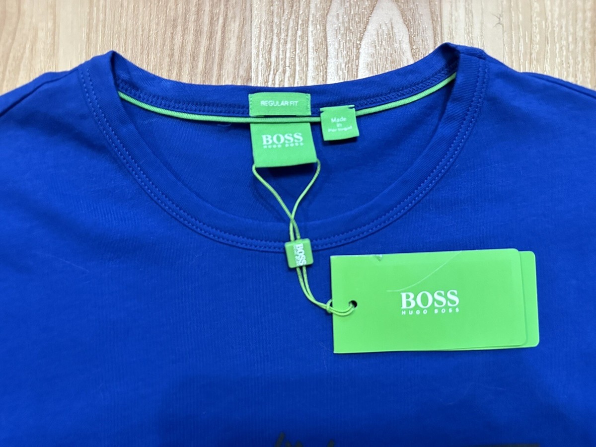 【Hugo Boss】Green Tee 1 フロント ロゴ プリント Tシャツ ♪ BOSS - Stretch-cotton T-shirt with logo print - Green