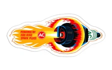 AC FIRE RING SPARK PLUGS DECAL (PAIR), Vintage Stickers