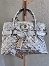 Marc Jacobs Womens Silver Tone Quilted Leather Bruna Tote Bag Cozy