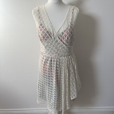 Women’s Anthropologie Tracy Reese Cream Lace Cubist Print Dress UK Size 10 US 8P