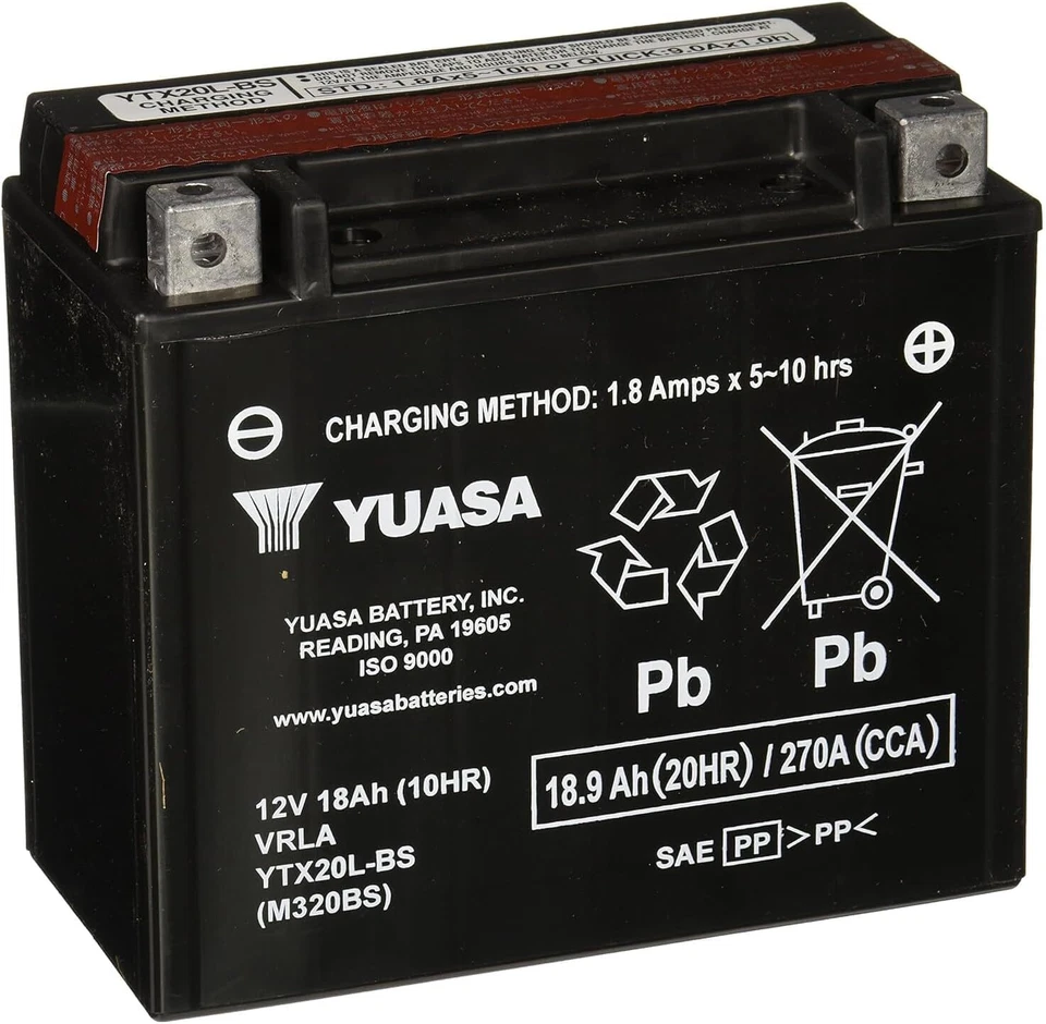 Yuasa YUAM320BS YTX20L-BS Maintenance Free AGM 12 Volt Battery Foto 2 de 4
