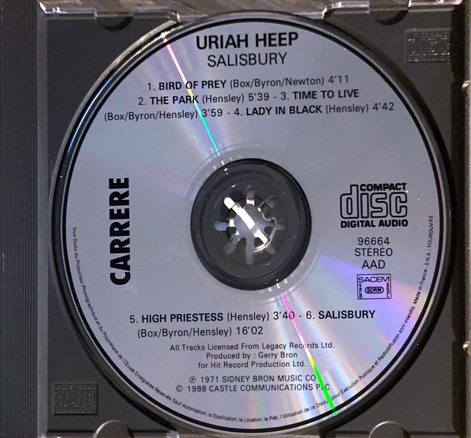 FRENCH CD ALBUM URIAH HEEP SALISBURY TRES RARE COLLECTOR COMME NEUF 1988 - Photo 3/3