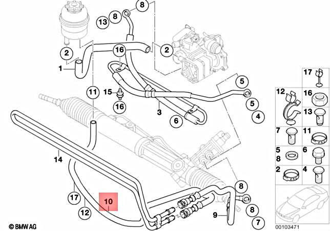 Genuine BMW E46 Cabrio Power Steering Radiator Return Hose OEM  