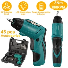 Cordless Electric Screwdriver Kit Drill Driver with 45 Drill Bits Rechargeable