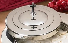 COMMUNION TRAY-STACKING BREAD PLATE COVER-SILVER