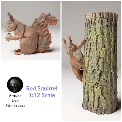 Red Squirrel - 1:12 Scale miniature dollhouse diorama Animal Den Miniatures