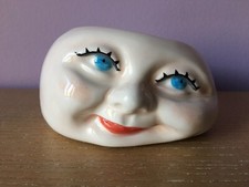 Studio Art Pottery Ceramic Squashed Head Face Vase Sculpture Handmade Signed