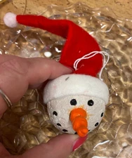 Snowman Head w Stocking Hat Resin Christmas Ornament 2"