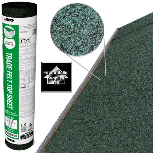IKO Trade Top Sheet Green 10m x 1m Garden Roofing Shed Felt Bitumen