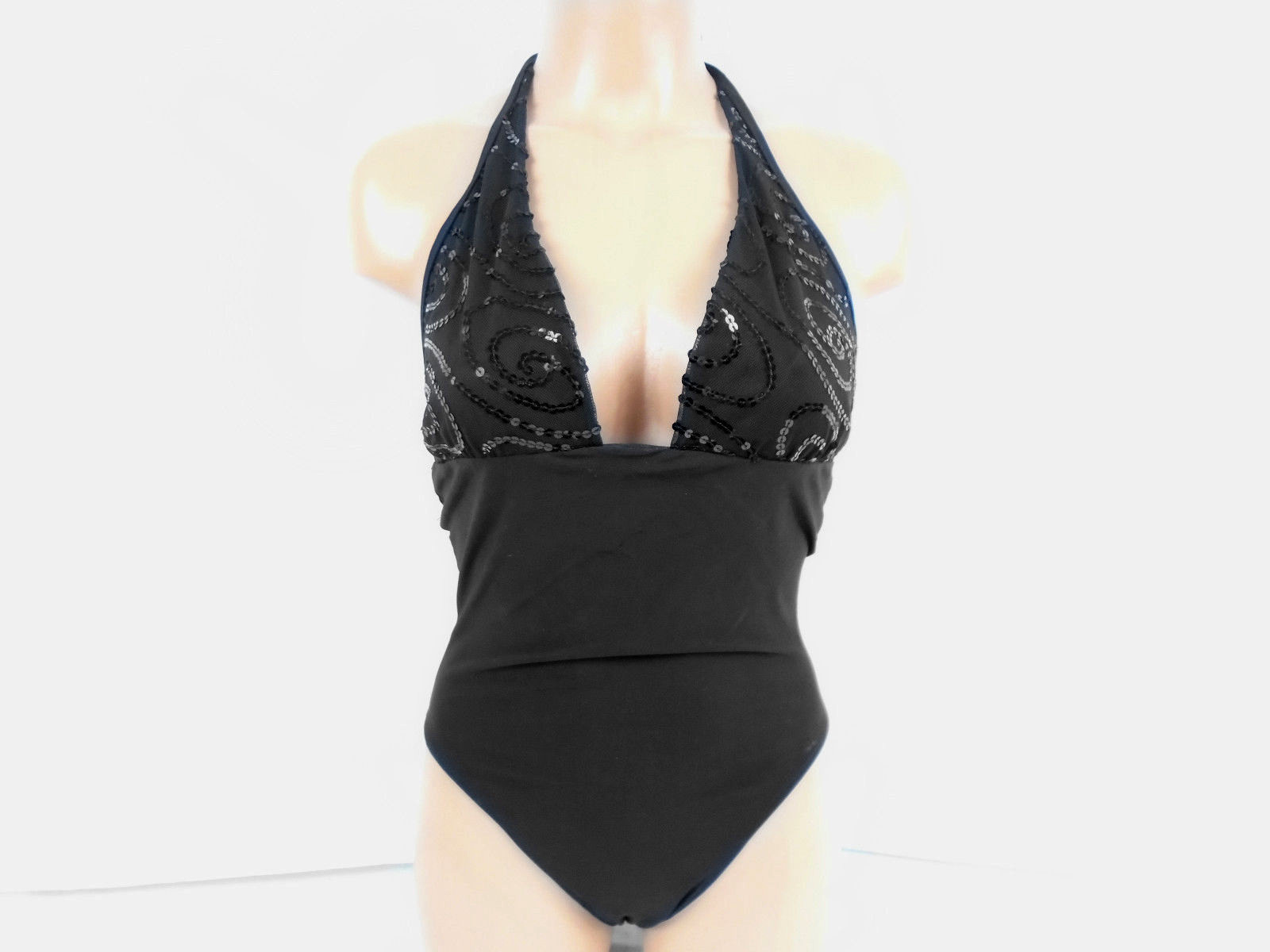 Sauvage Luxe Black Sequined One-Piece Swim Suit Small Item #65L