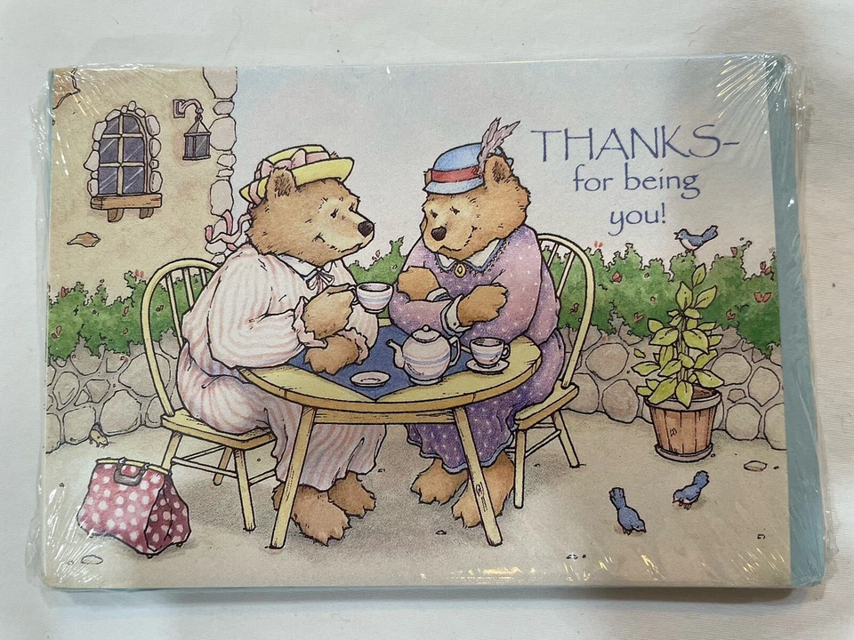 Joyfully Yours 8 Bear Tea Party Note Cards -“Thanks For Being You” New Old Stock - Image 2 of 4