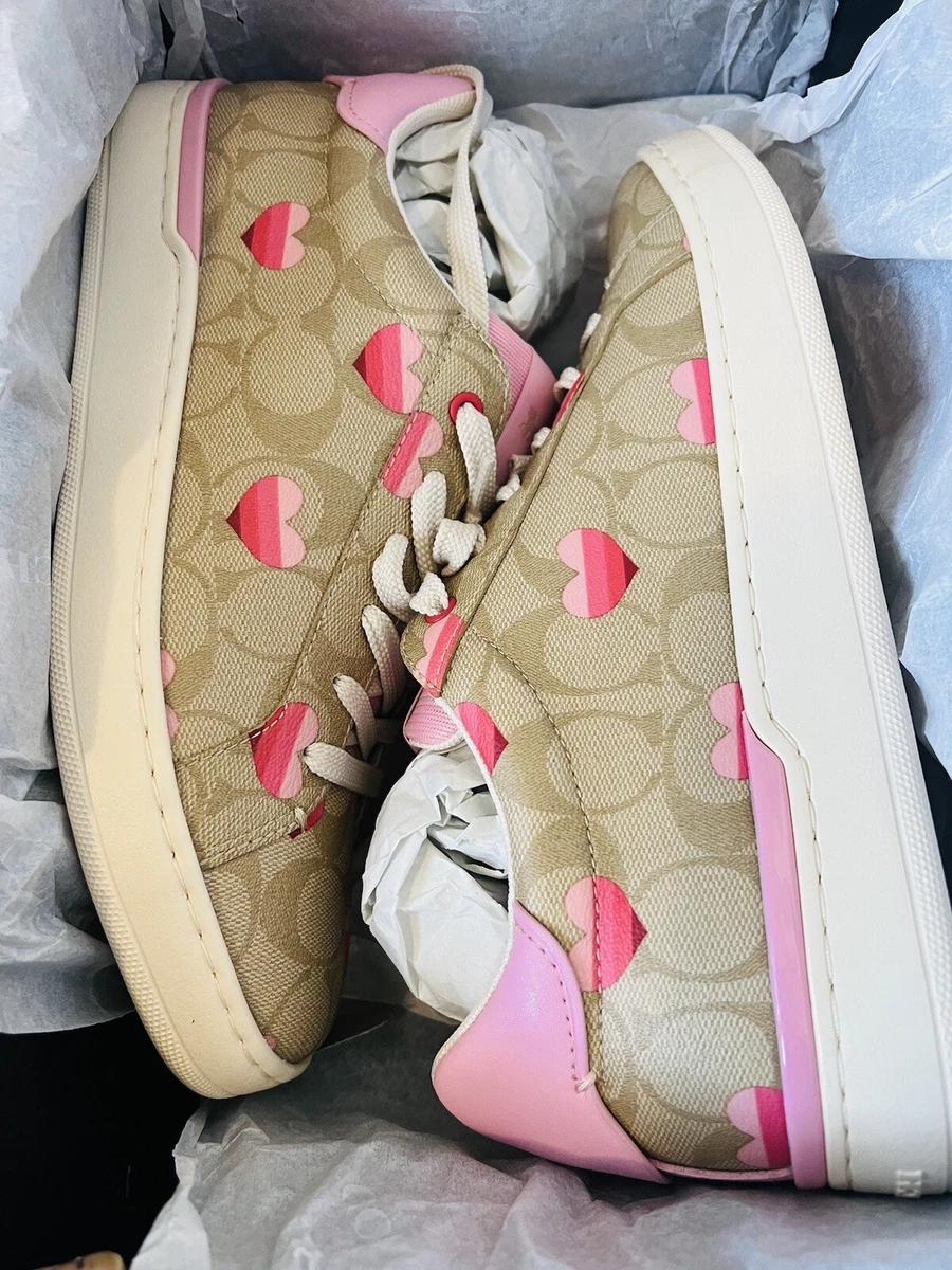 storm stakåndet Wade NEW COACH Women's CLIP LOW TOP SNEAKERS Shoe's HEARTS &amp; FLOWERS SIZE 10  B Pink | eBay