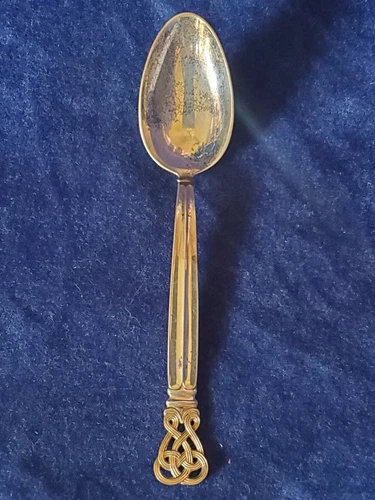 CELTIC WEAVE GOLD 6" TEASPOON Towle Sterling 1979 estate