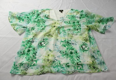 JM Collection Women's Island Glow Sheer Blouse EH6 Abundant Green Size XL NWT