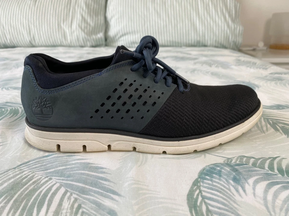 Timberland Navy Bradstreet Fabric & Leather Oxford Sneakers Shoes Size 6.5 - Image 3 of 4